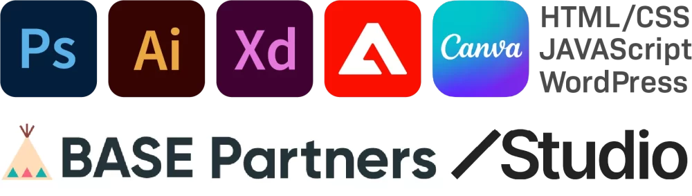 Photoshop / Illustrator / Canva / HTML / CSS / WordPress / BASE / Studio